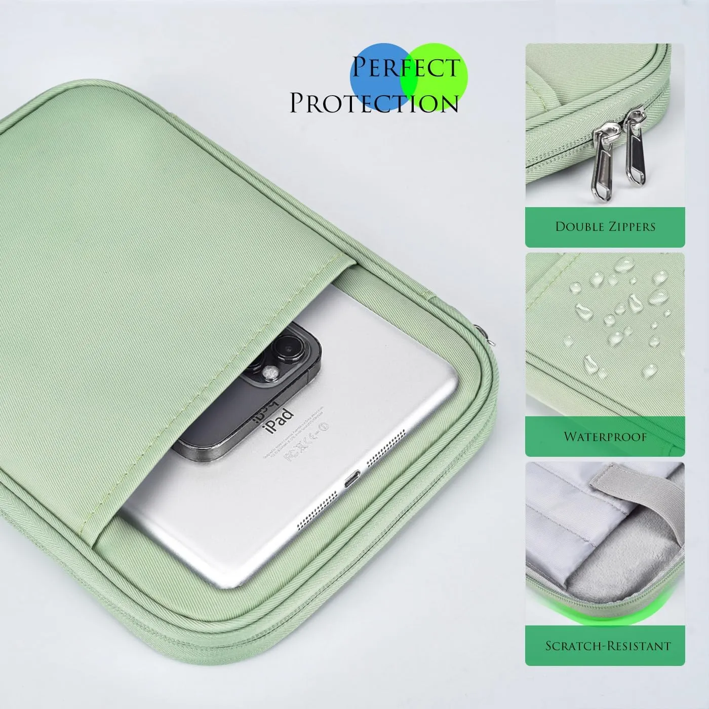 8-9 Inch Tablet Carrying Sleeve Bag Case for Samsung Galaxy Tab A9 8.7" /Tab A7 Lite 8.7" /Tab A 8" & Amazon Kindle Fire 8/Fire 8 Plus 8" & iPad Mini 7 6 5 4 3 2 1 8.3" 7.9" & Lenovo Tab M9 M8(Green)