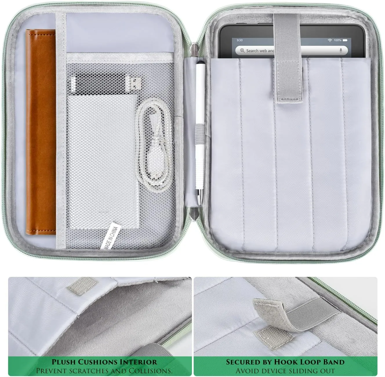 8-9 Inch Tablet Carrying Sleeve Bag Case for Samsung Galaxy Tab A9 8.7" /Tab A7 Lite 8.7" /Tab A 8" & Amazon Kindle Fire 8/Fire 8 Plus 8" & iPad Mini 7 6 5 4 3 2 1 8.3" 7.9" & Lenovo Tab M9 M8(Green)