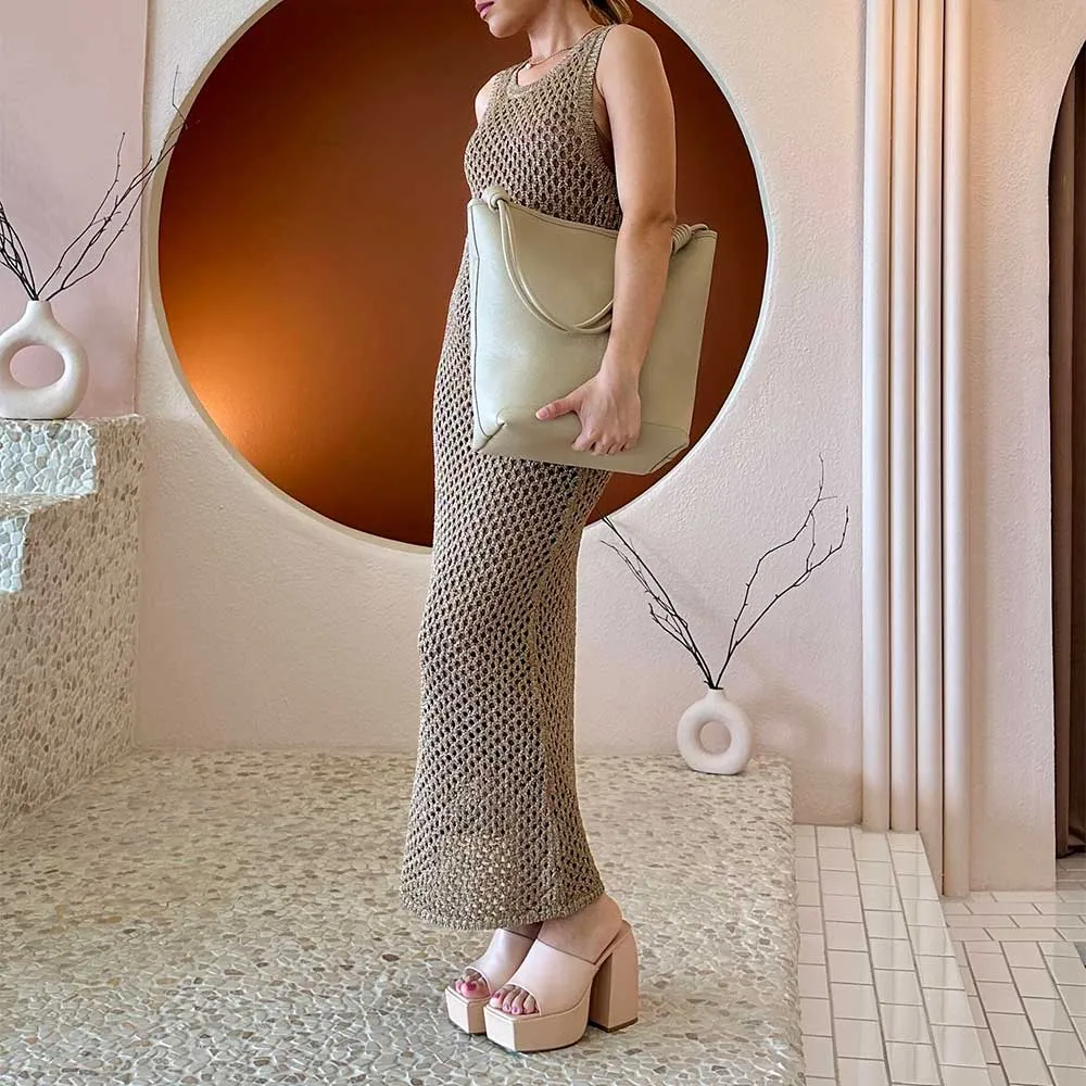 Adeline Nude Large Recycled Vegan Tote Bag