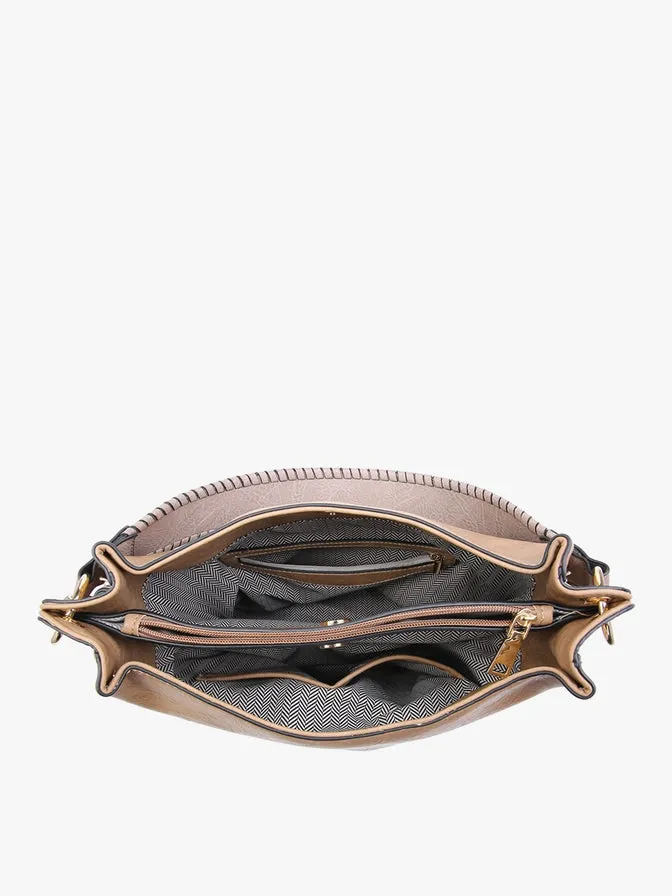 Amber Three Compartment Hobo Bag - Brown
