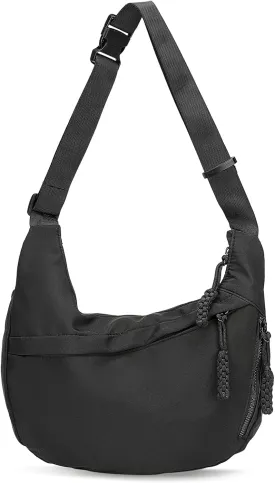 Arch Moon Crossbody Bag for Women, Nylon Curved Purse, Lightweight Dumpling Shoulder Sling Bag for Travel Casual