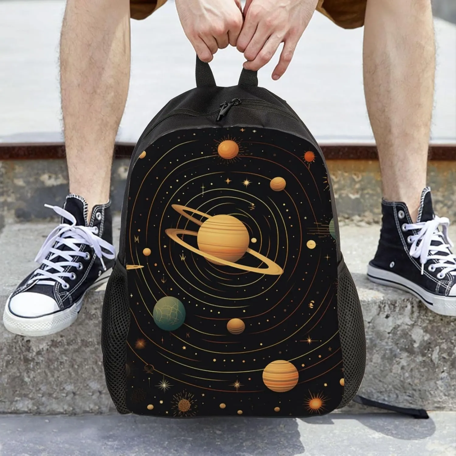 Backpack Travel Laptop Backpack for Men Women Lightweight Rucksack Retro Astronomical Pattern Casual Daypack