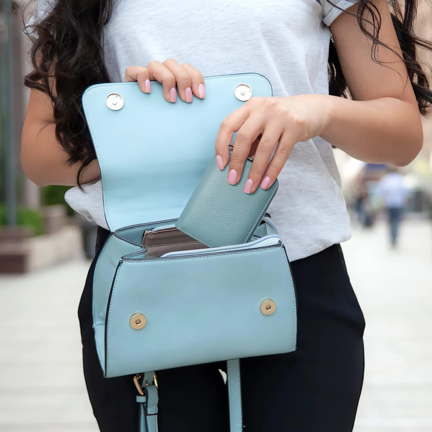 Badiya Genuine Leather Credit Card Holder for Women RFID Blocking Accordion Small Card Case Wallet