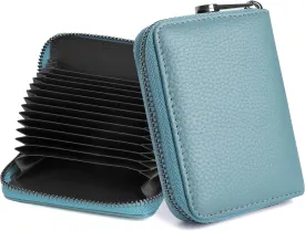 Badiya Genuine Leather Credit Card Holder for Women RFID Blocking Accordion Small Card Case Wallet