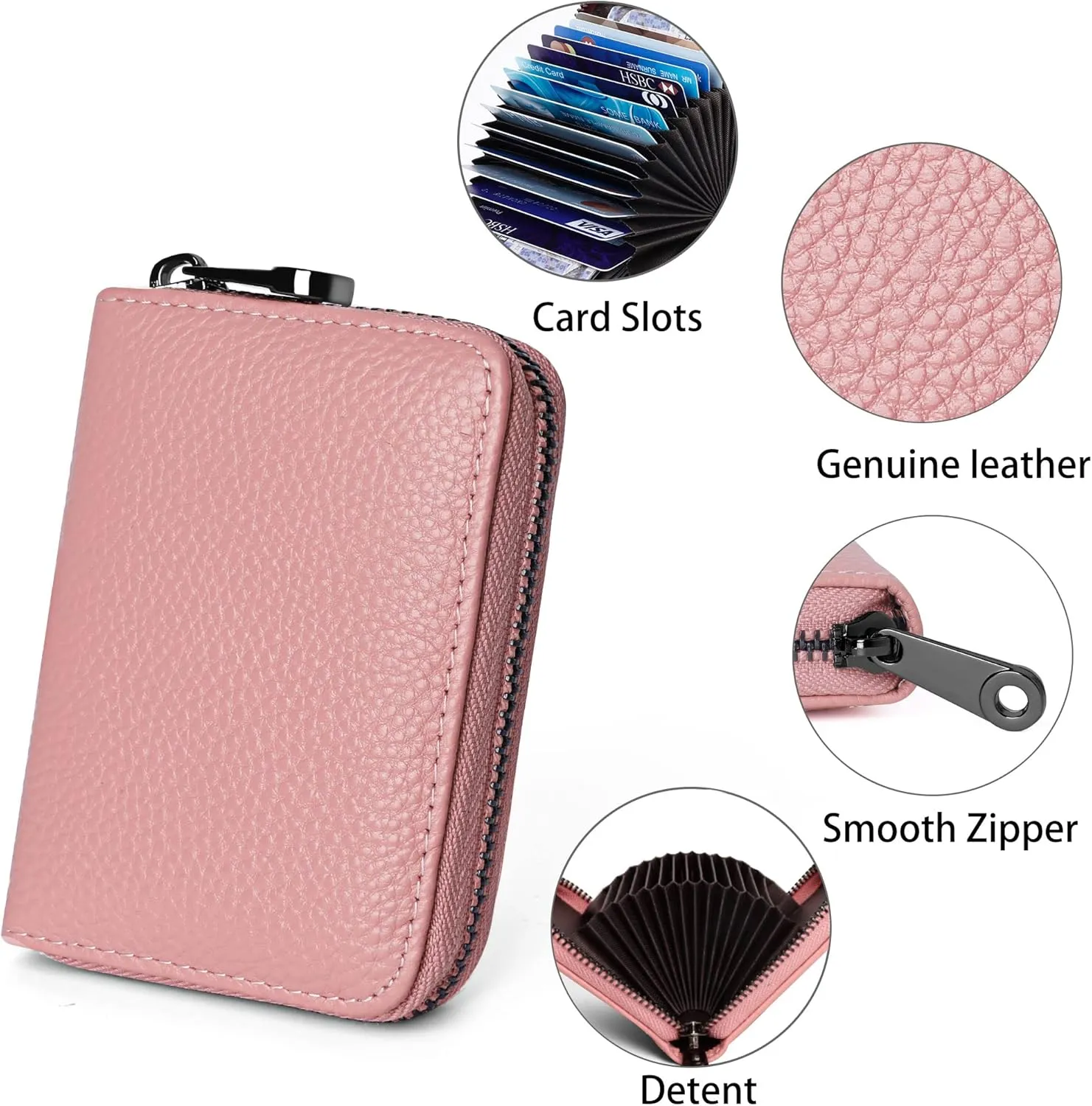 Badiya Genuine Leather Credit Card Holder for Women RFID Blocking Accordion Small Card Case Wallet