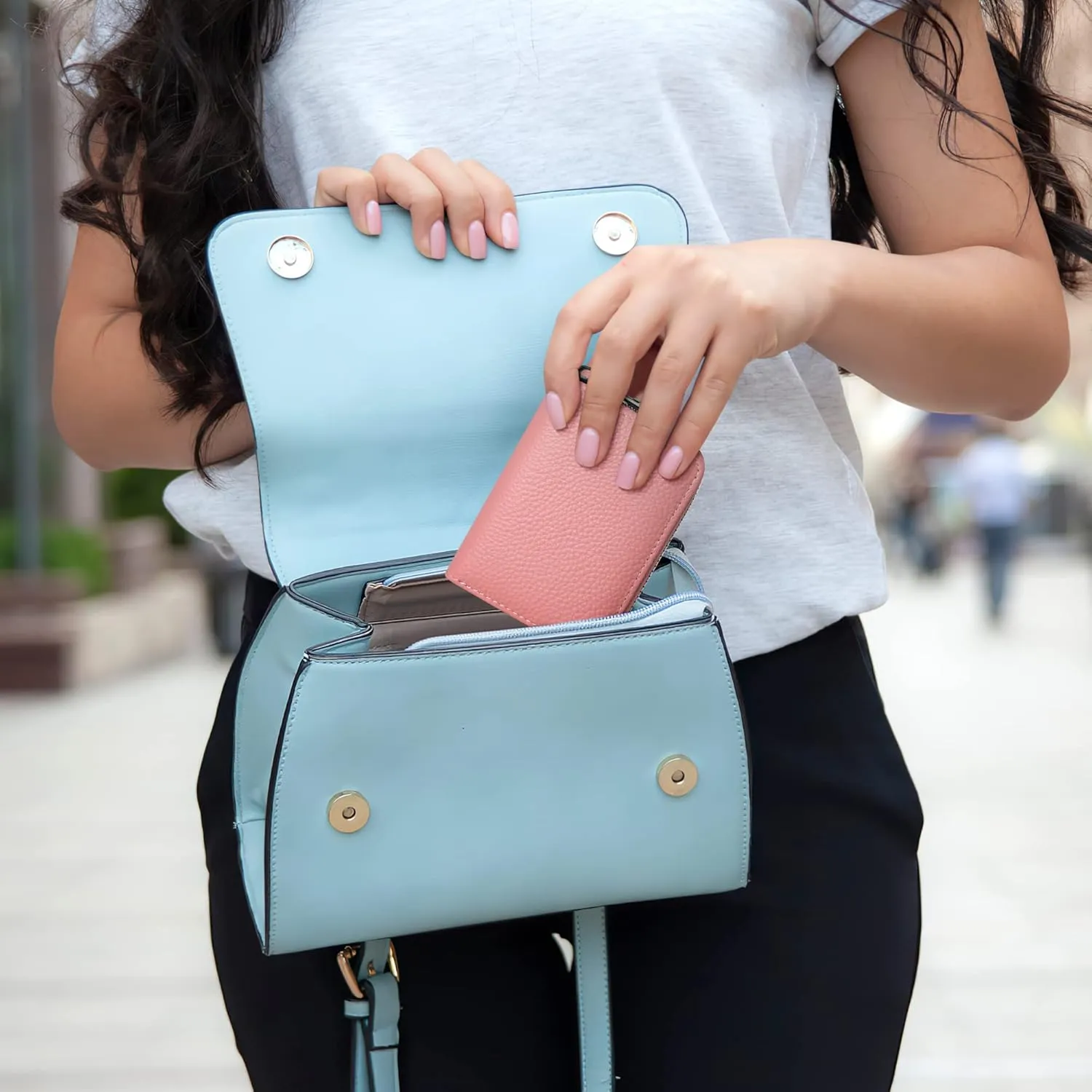 Badiya Genuine Leather Credit Card Holder for Women RFID Blocking Accordion Small Card Case Wallet