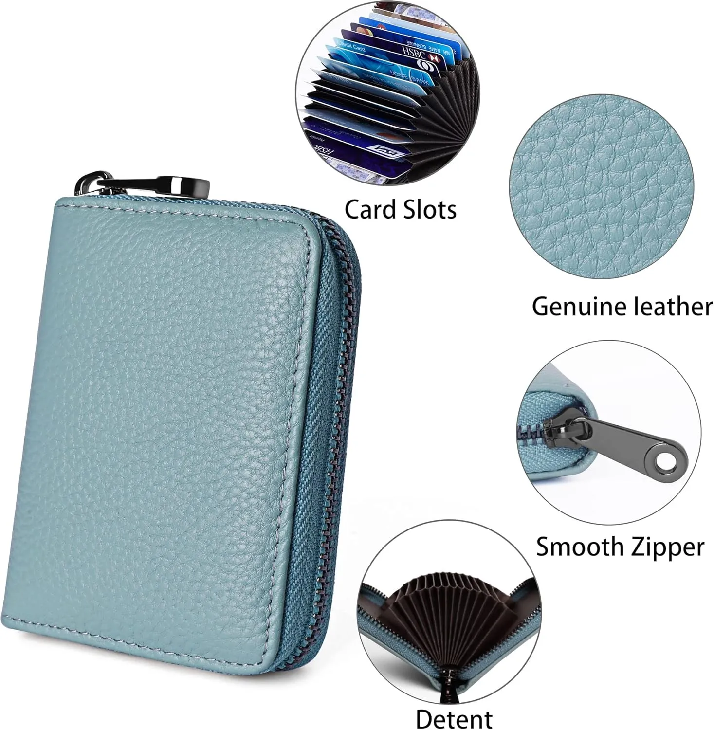 Badiya Genuine Leather Credit Card Holder for Women RFID Blocking Accordion Small Card Case Wallet