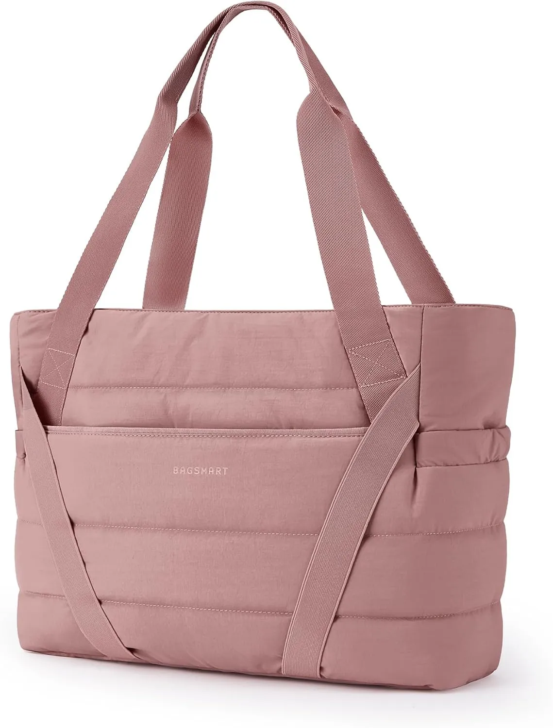 BAGSMART Tote Bag for Women with Zipper and Yoga Mat Straps for Travel Sport Work Quilted Tote