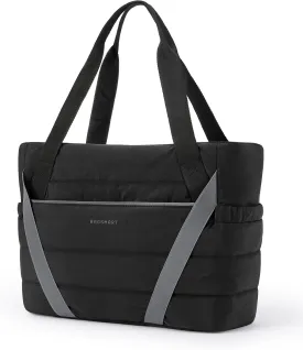 BAGSMART Tote Bag for Women with Zipper and Yoga Mat Straps for Travel Sport Work Quilted Tote