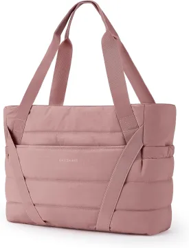BAGSMART Tote Bag for Women with Zipper and Yoga Mat Straps for Travel Sport Work Quilted Tote
