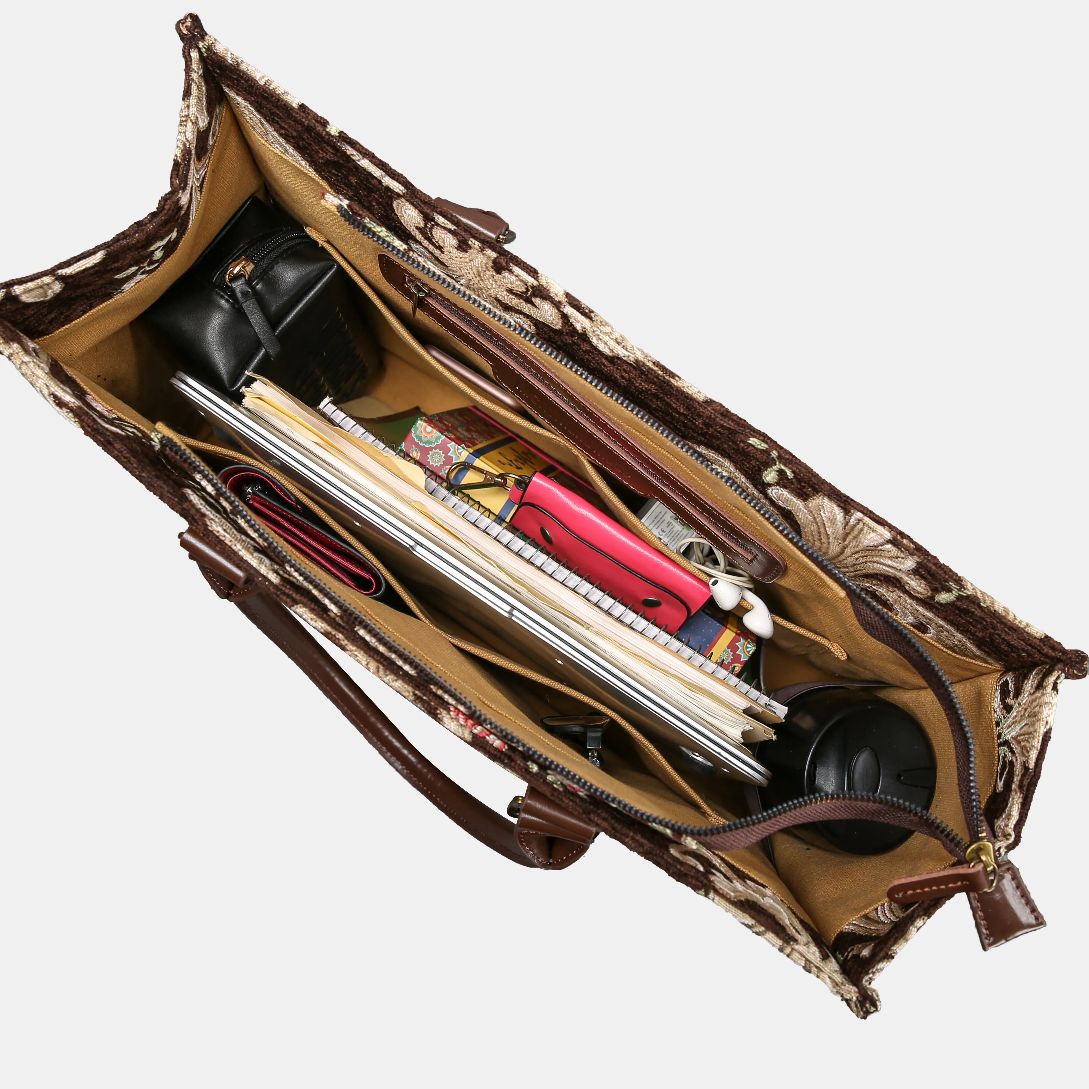 Baroque Garden Brown Laptop Work Tote