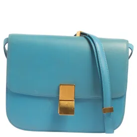 Blue Leather Medium Classic Box Shoulder Bag