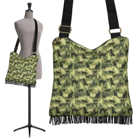 Boho Bag (Canvas) - Cat Camouflage | Hobo Slouchy Bag Crossbody, Shoulder Bags for Women Hobo, Pattern Hobo Bag, Boho Hobo Bag