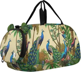 Boys Carry on Duffel Bag Colorful Tropical Peacock Vintage Overnight Bags Toddler Girls Duffle Bags for Travel Duffle Bag for Kids
