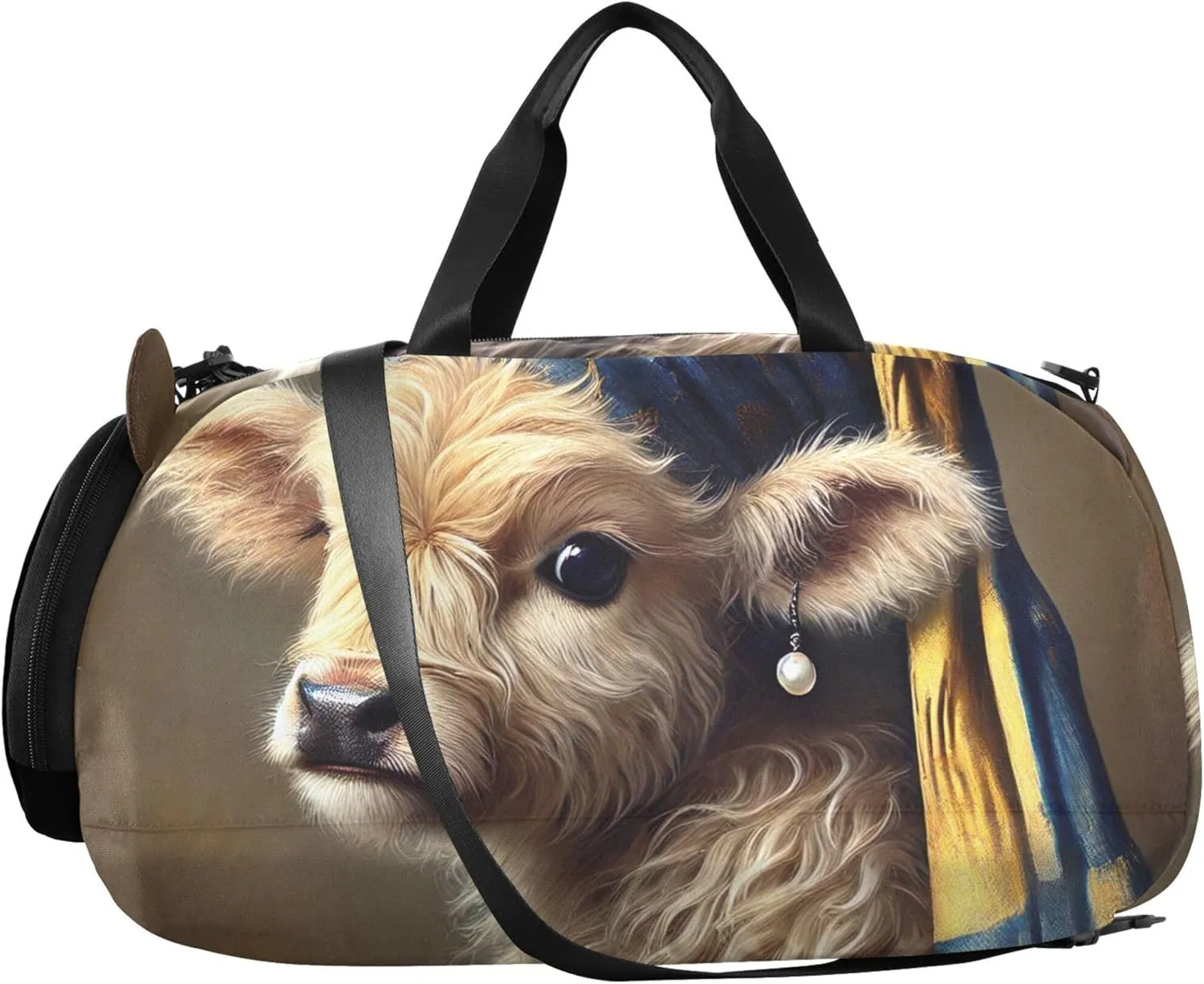 Boys Carry on Duffel Bag Overnight Weekender Duffel Vintage Cow Pearl Earring Duffle Bags for Traveling Tote with Shoulder Strap