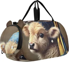 Boys Carry on Duffel Bag Overnight Weekender Duffel Vintage Cow Pearl Earring Duffle Bags for Traveling Tote with Shoulder Strap