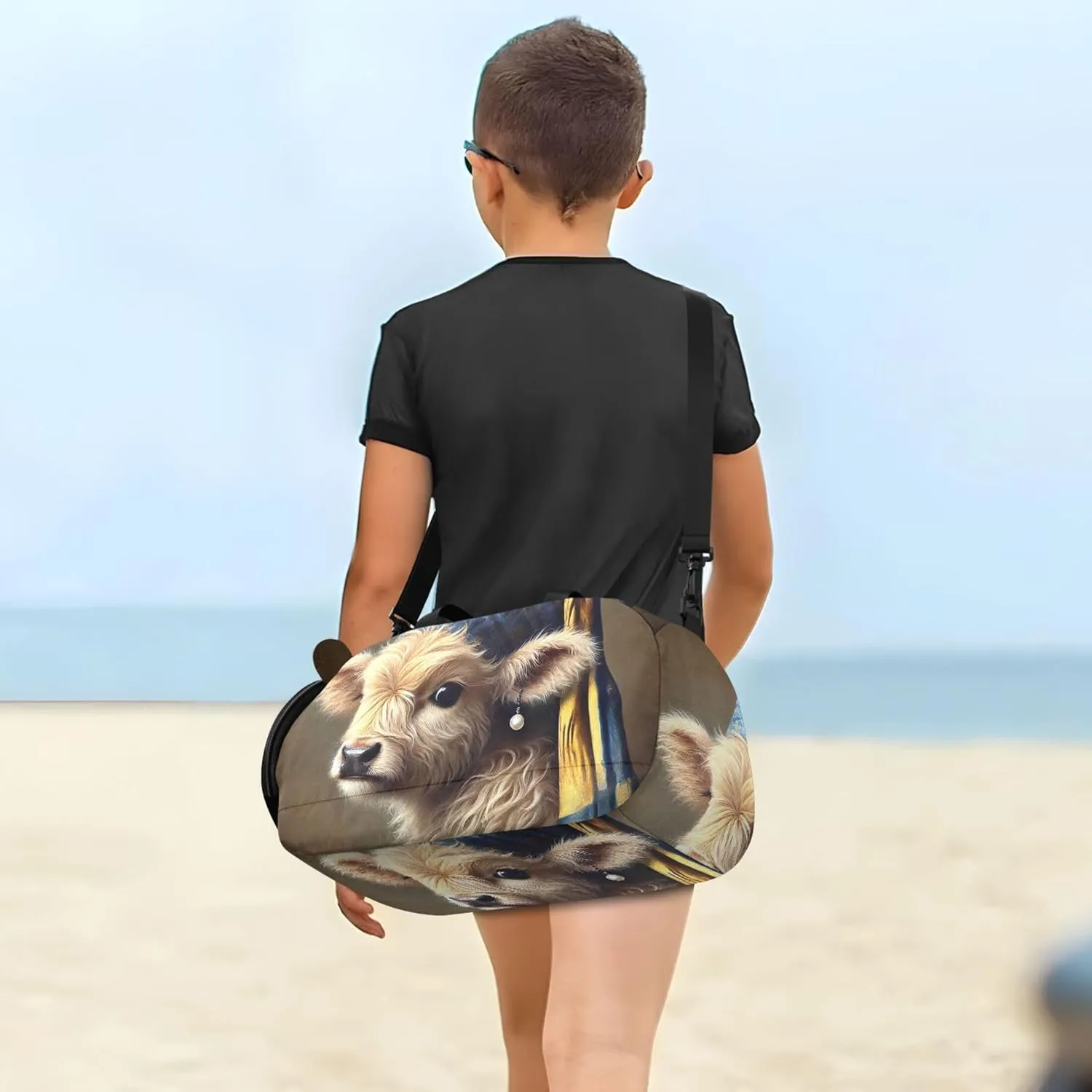 Boys Carry on Duffel Bag Overnight Weekender Duffel Vintage Cow Pearl Earring Duffle Bags for Traveling Tote with Shoulder Strap