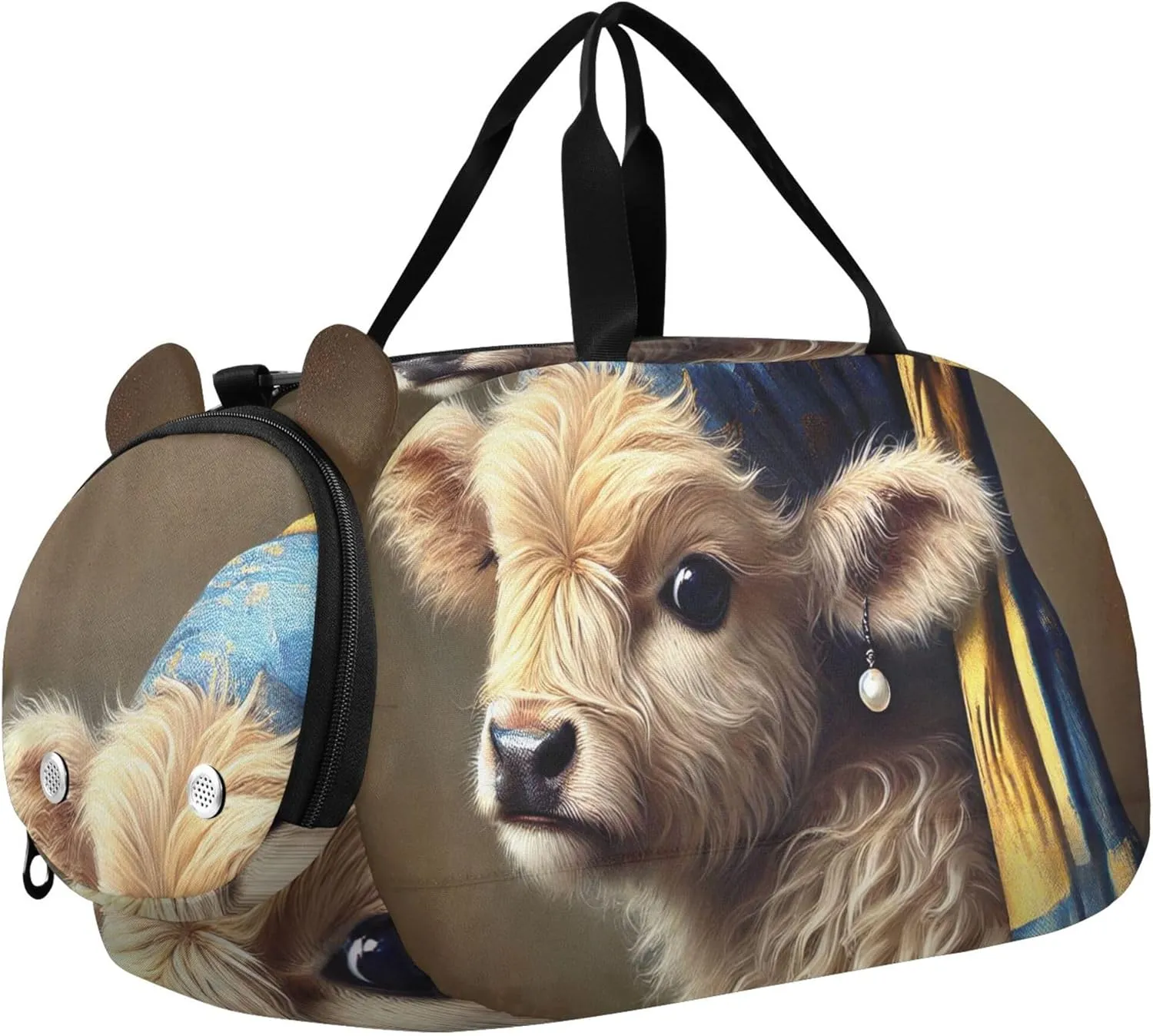 Boys Carry on Duffel Bag Overnight Weekender Duffel Vintage Cow Pearl Earring Duffle Bags for Traveling Tote with Shoulder Strap