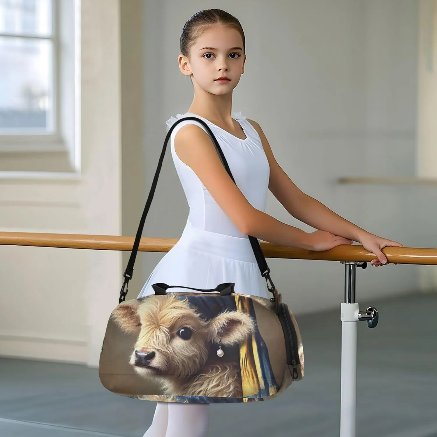 Boys Carry on Duffel Bag Overnight Weekender Duffel Vintage Cow Pearl Earring Duffle Bags for Traveling Tote with Shoulder Strap