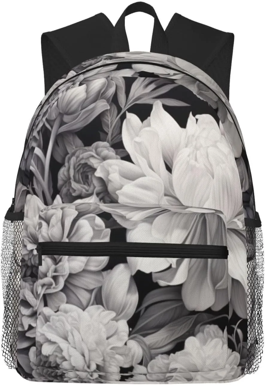 BREAUX Floral Graphite print Lightweight Comfortable Backpack for Men Women, Durability Laptop Daypack, Travel bag 