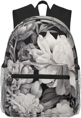 BREAUX Floral Graphite print Lightweight Comfortable Backpack for Men Women, Durability Laptop Daypack, Travel bag 