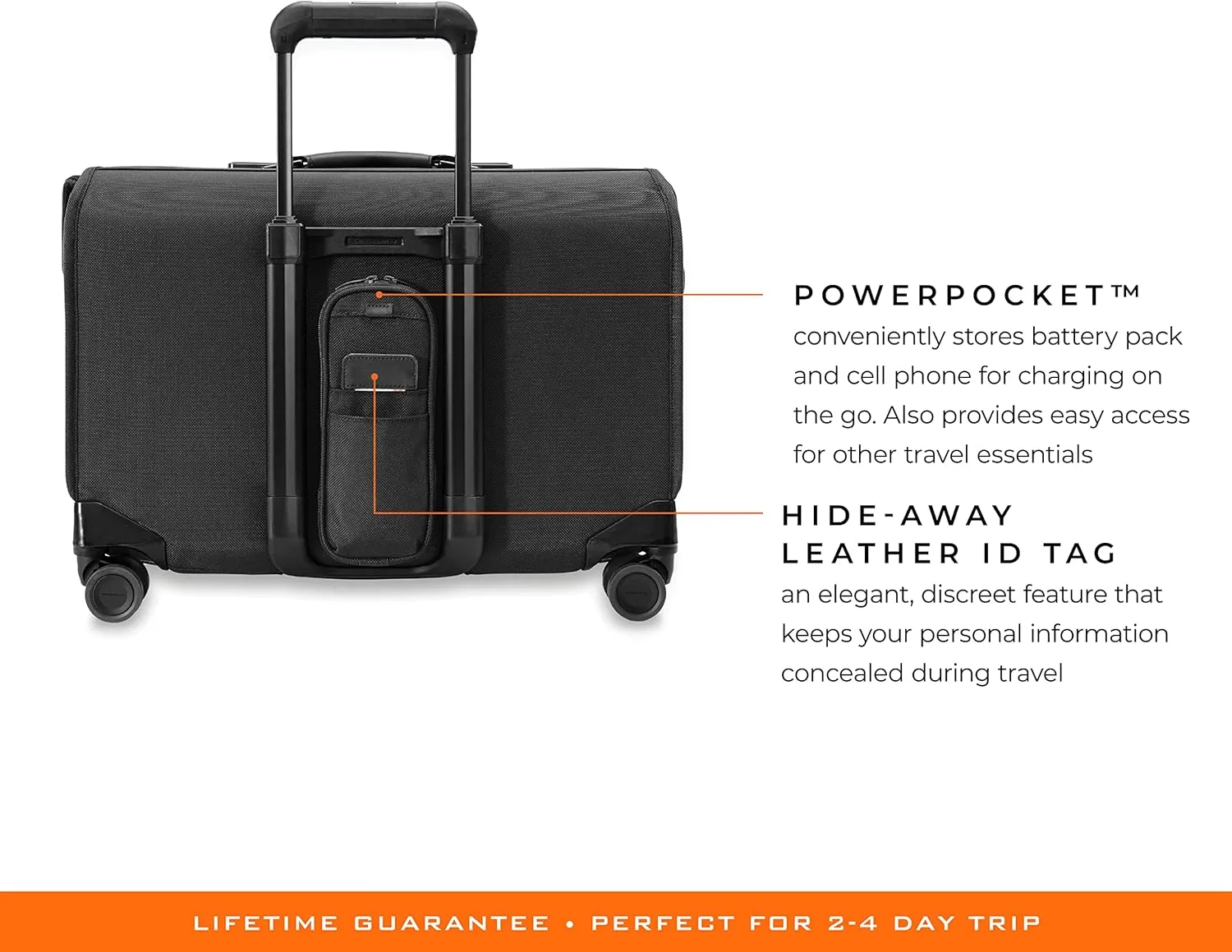 Briggs & Riley 21" Carry-On Wheeled Garment Spinner - Carry On Luggage for Travel, Suitcases with Wheels, Softside Rolling Bag for Men & Women, Built in Hook for Clothes - Baseline Collection, Black