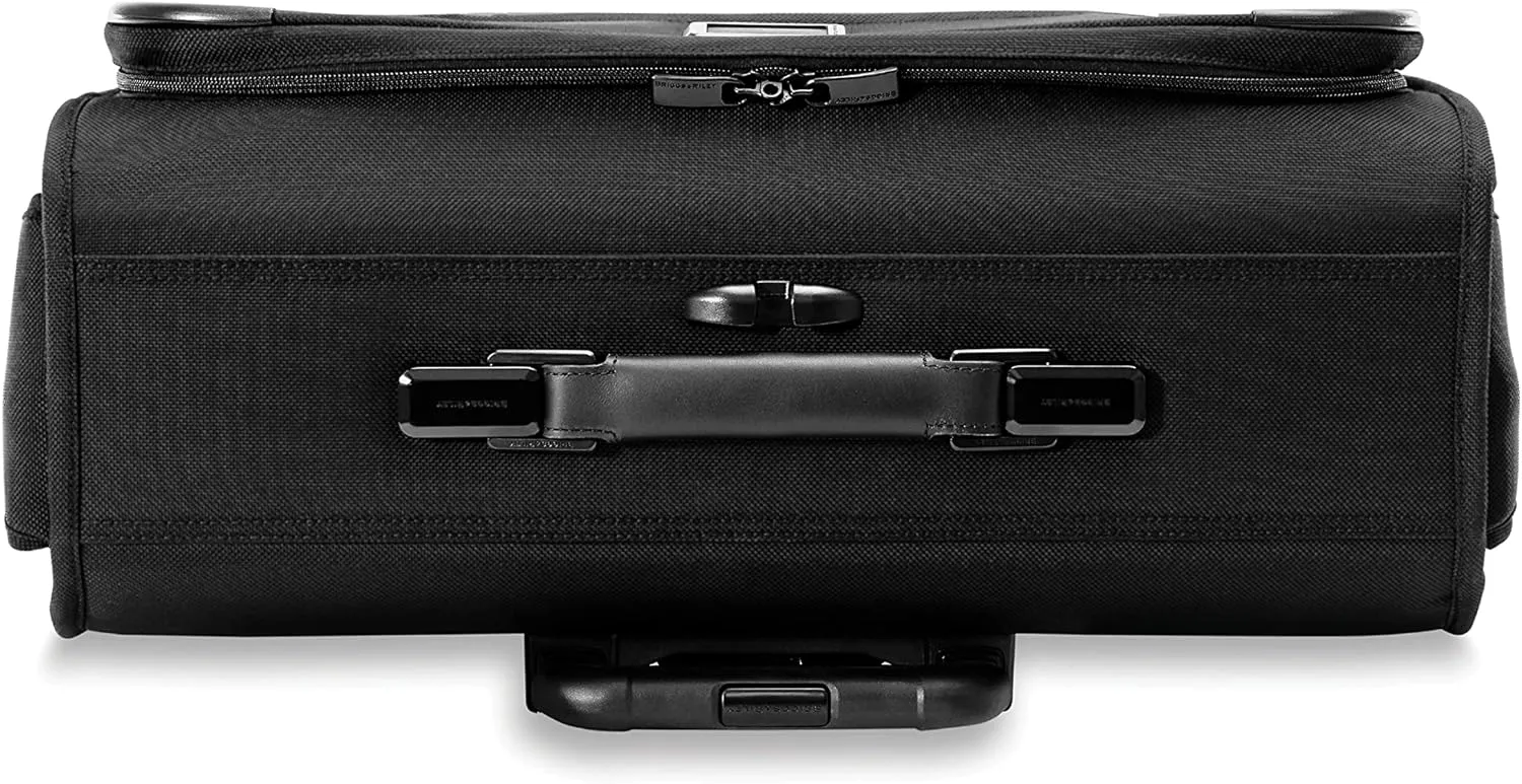 Briggs & Riley 21" Carry-On Wheeled Garment Spinner - Carry On Luggage for Travel, Suitcases with Wheels, Softside Rolling Bag for Men & Women, Built in Hook for Clothes - Baseline Collection, Black