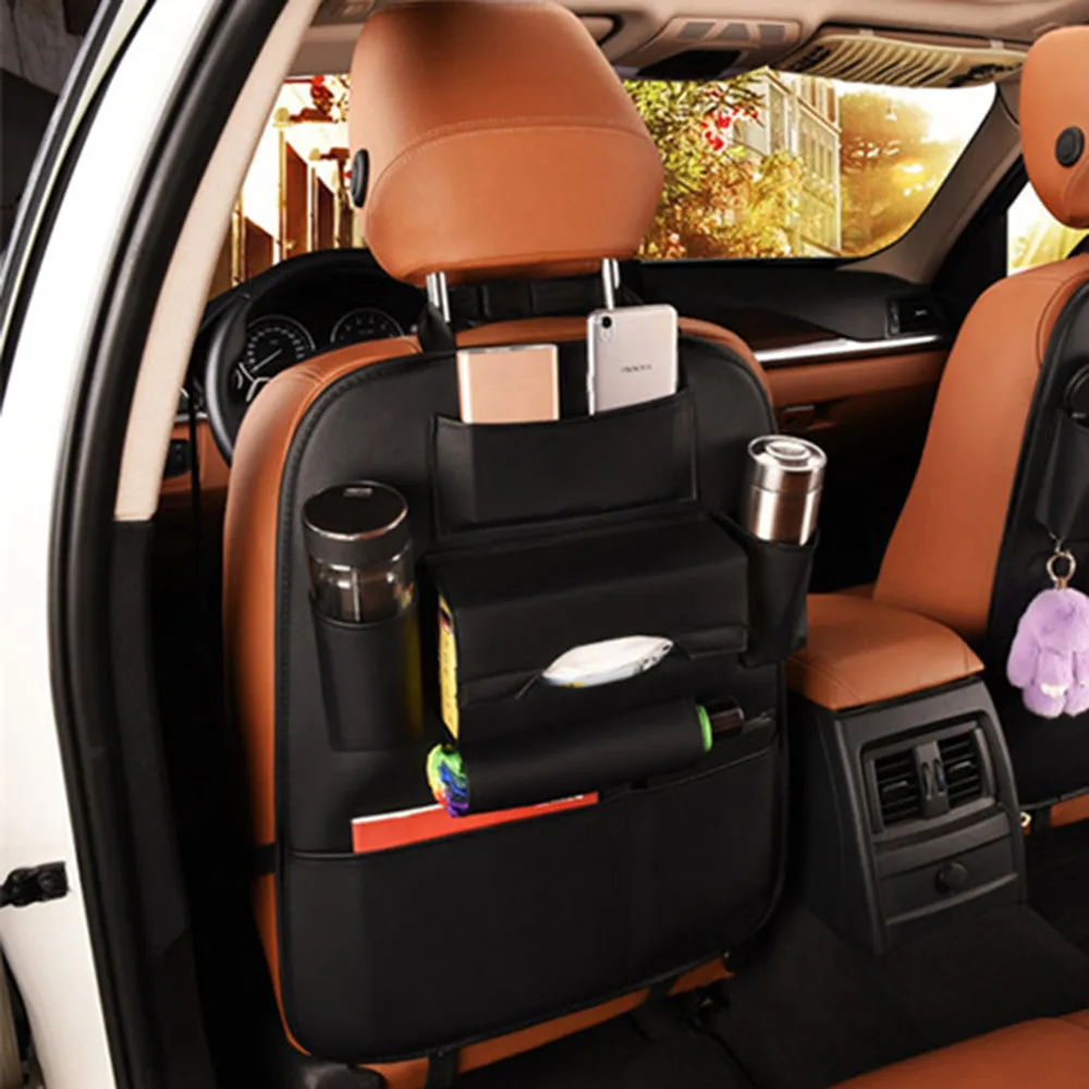 Car Bag Seat Back Organizer Multi-function &Pocket Storage Bag Holder Leather