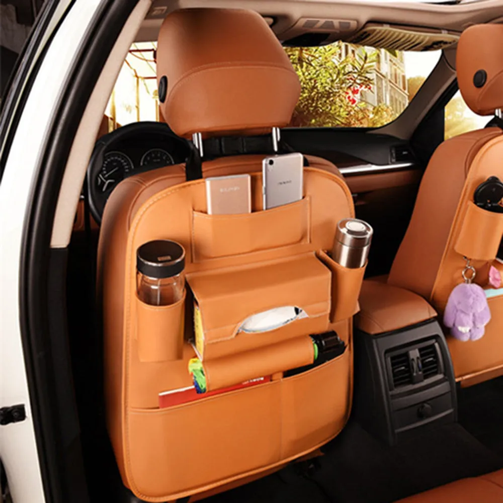 Car Bag Seat Back Organizer Multi-function &Pocket Storage Bag Holder Leather