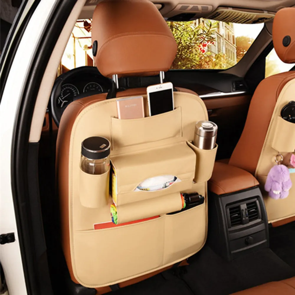 Car Bag Seat Back Organizer Multi-function &Pocket Storage Bag Holder Leather