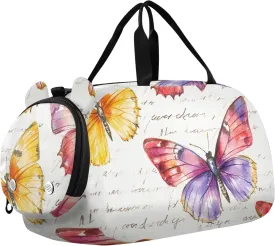 Carry on Duffel Bag for Boys Weekend Duffel Overnight Vintage Watercolor Butterflies Duffle Bags for Traveling Tote Kids Luggage Sports Bag