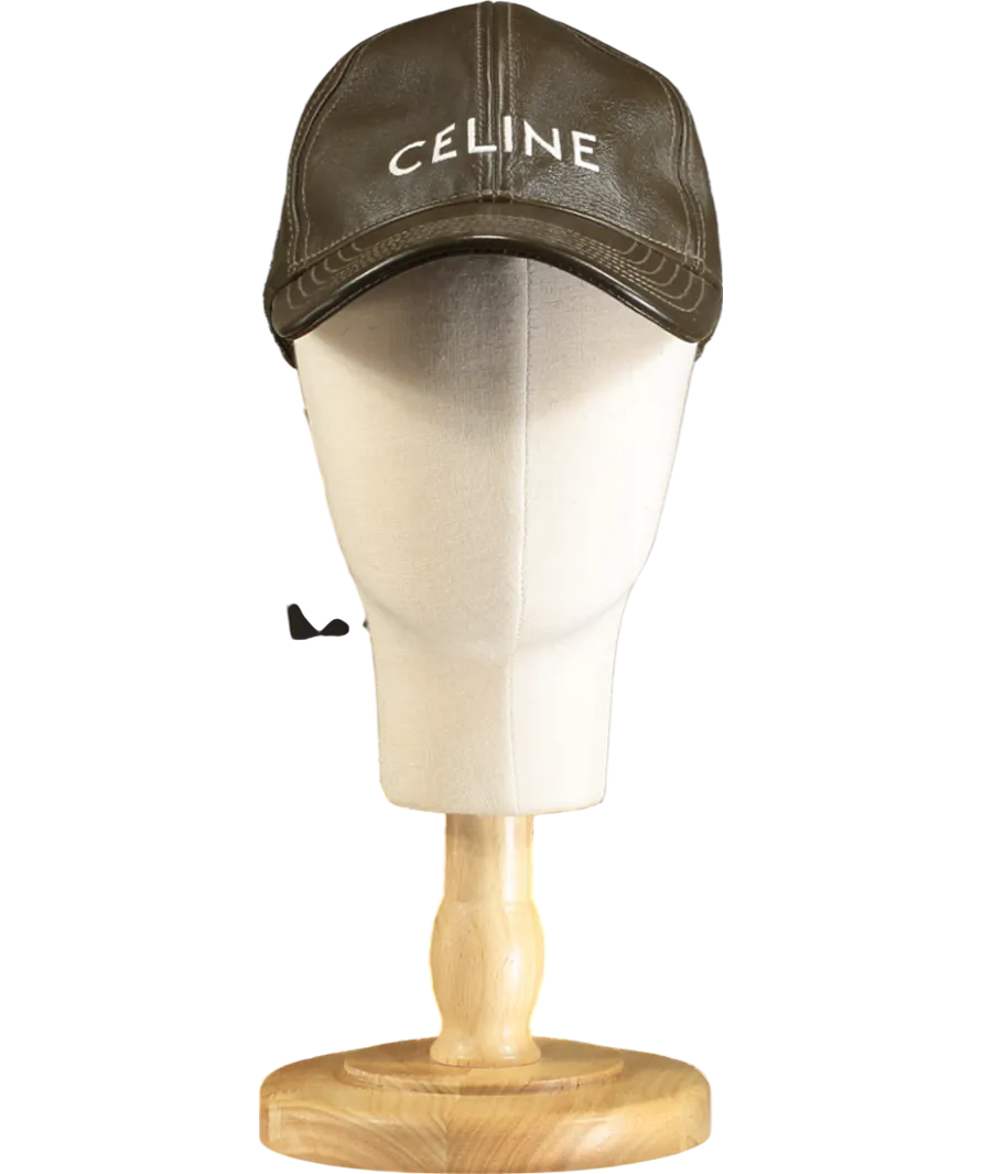 Celine Brown Leather Baseball Cap UK M
