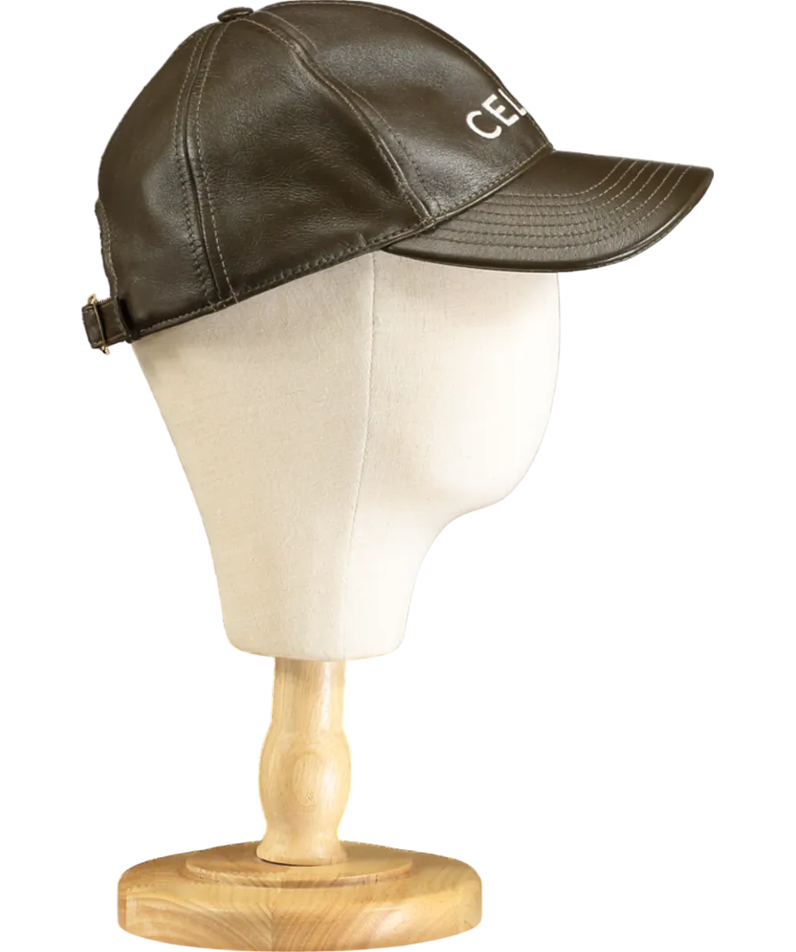 Celine Brown Leather Baseball Cap UK M