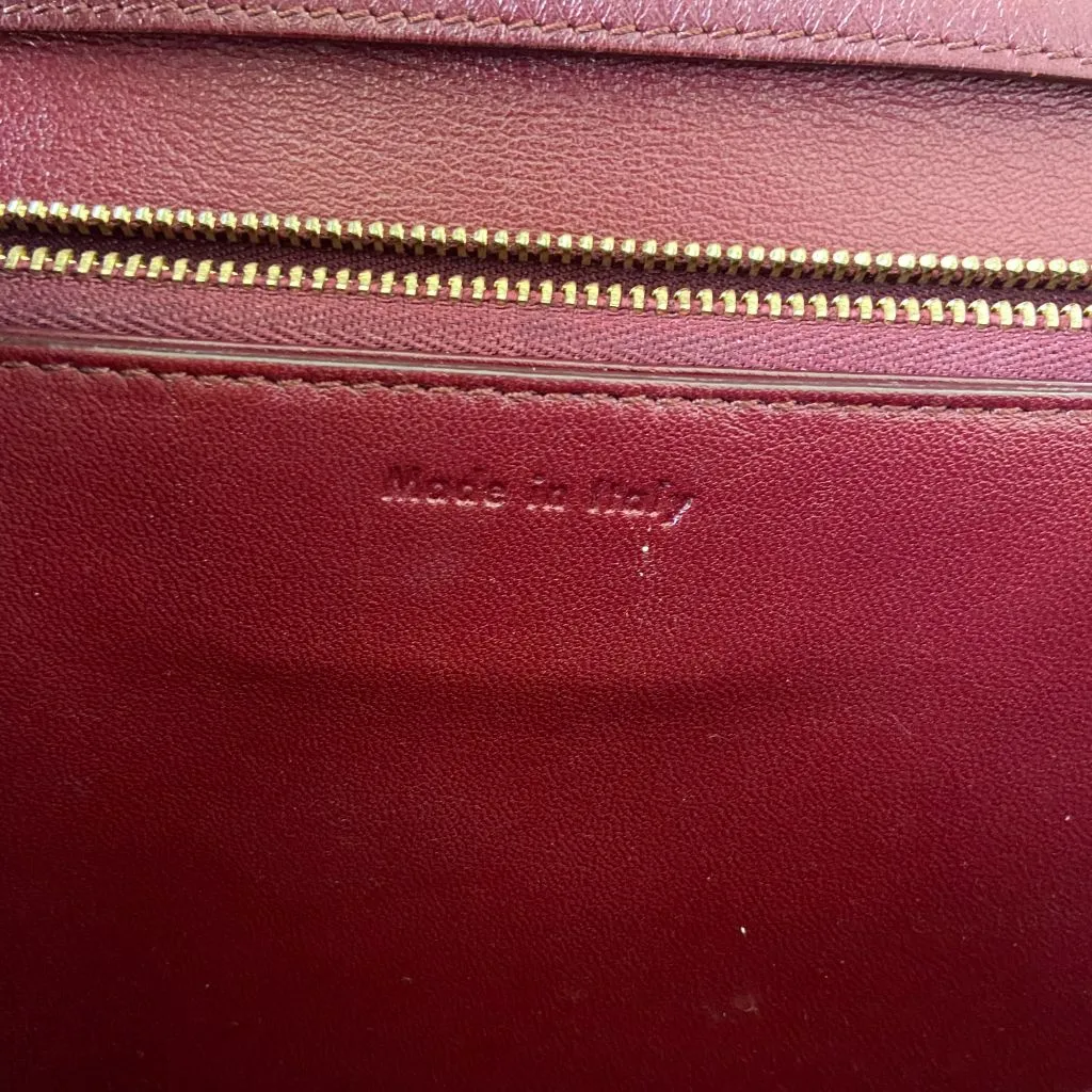 Celine Burgundy Leather Medium Classic Box Shoulder Flap Bag