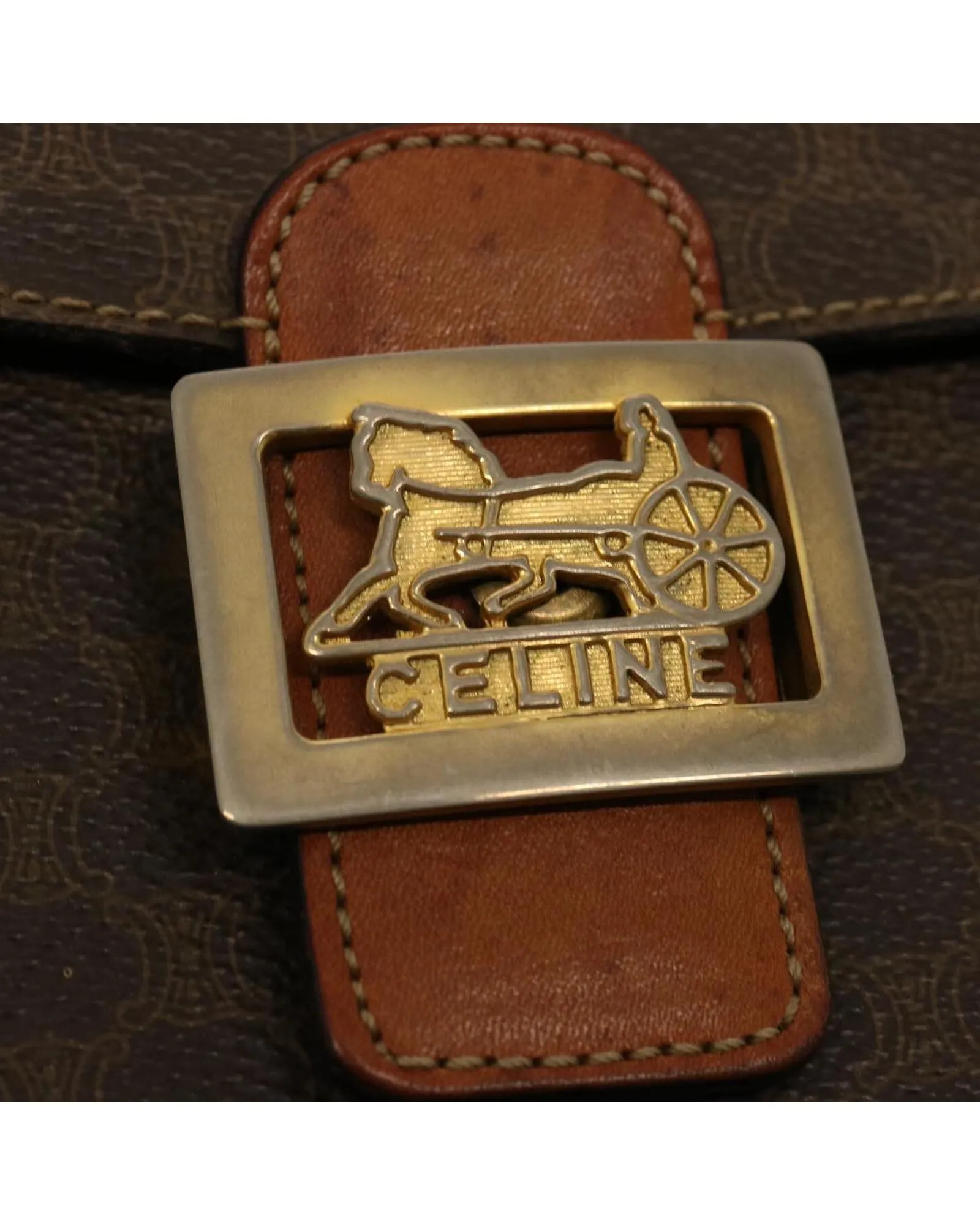 CELINE Cabas Shoulder Bag - Brown Canvas