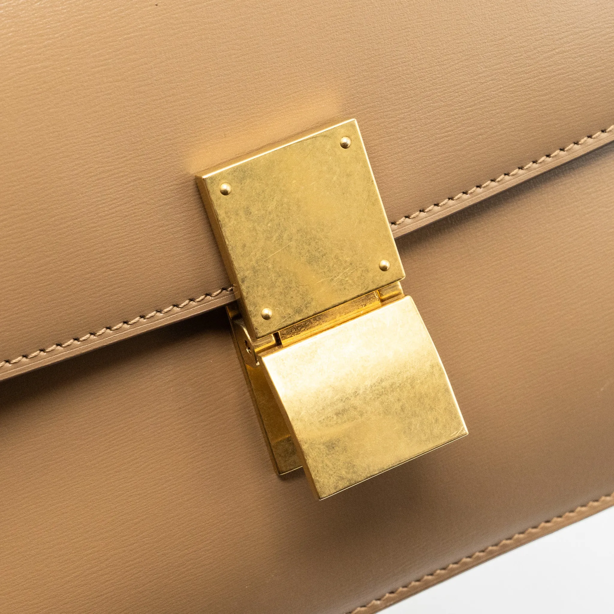 Celine medium classic box bag Calfskin Beige