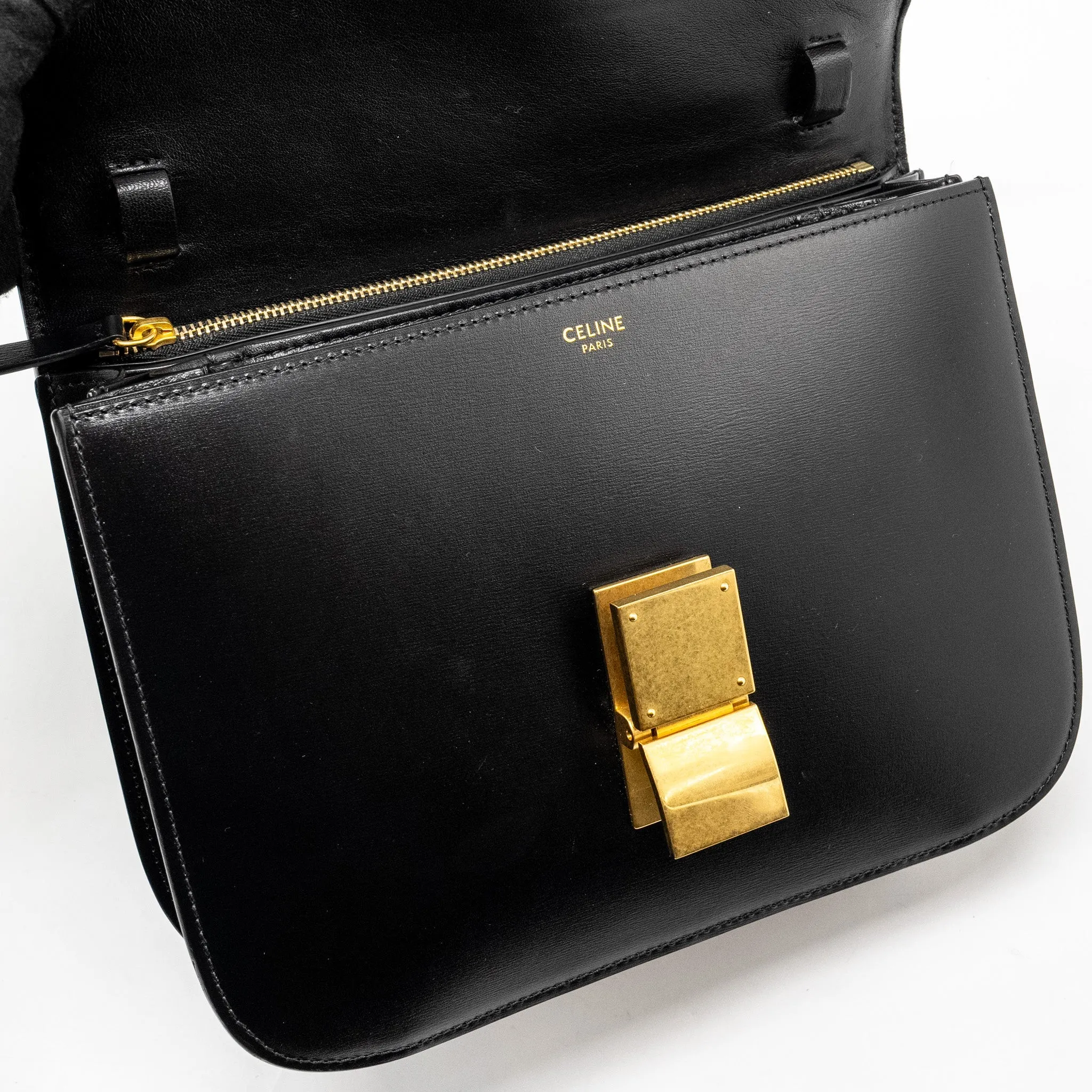 Celine Medium Classic Box Bag Calfskin BLACK