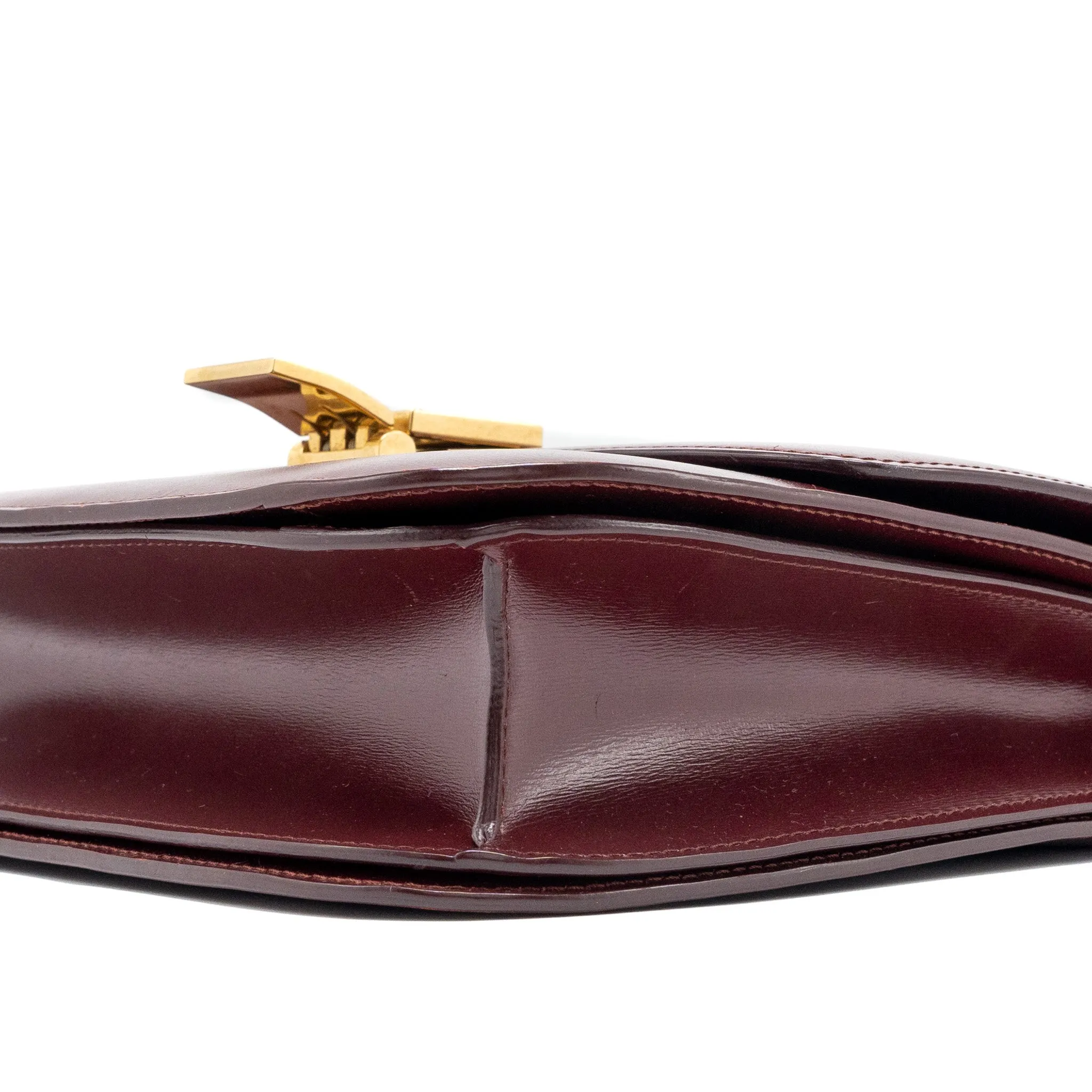 Celine Medium Classic Box Bag Calfskin Dark Red