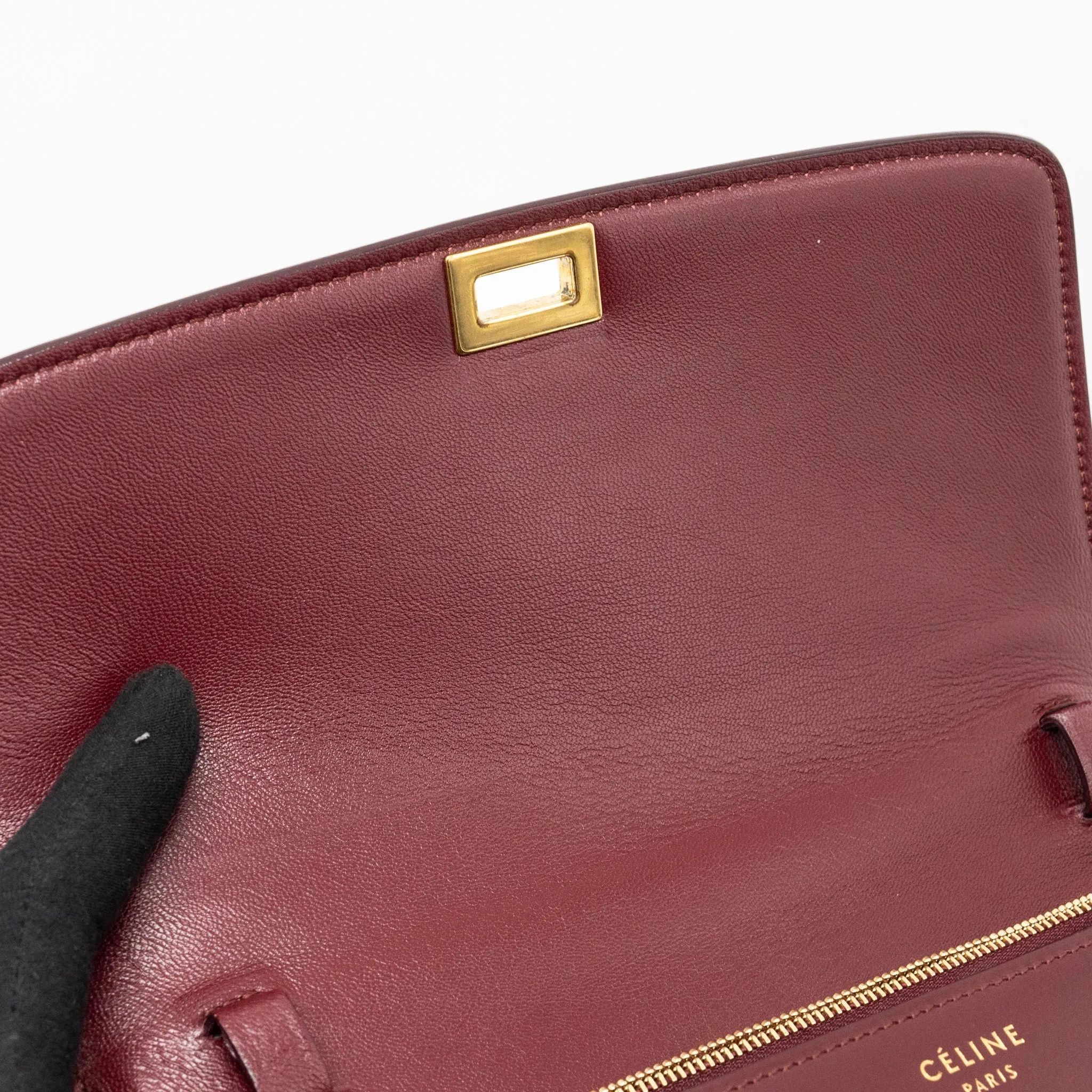 Celine Medium Classic Box Bag Calfskin Dark Red