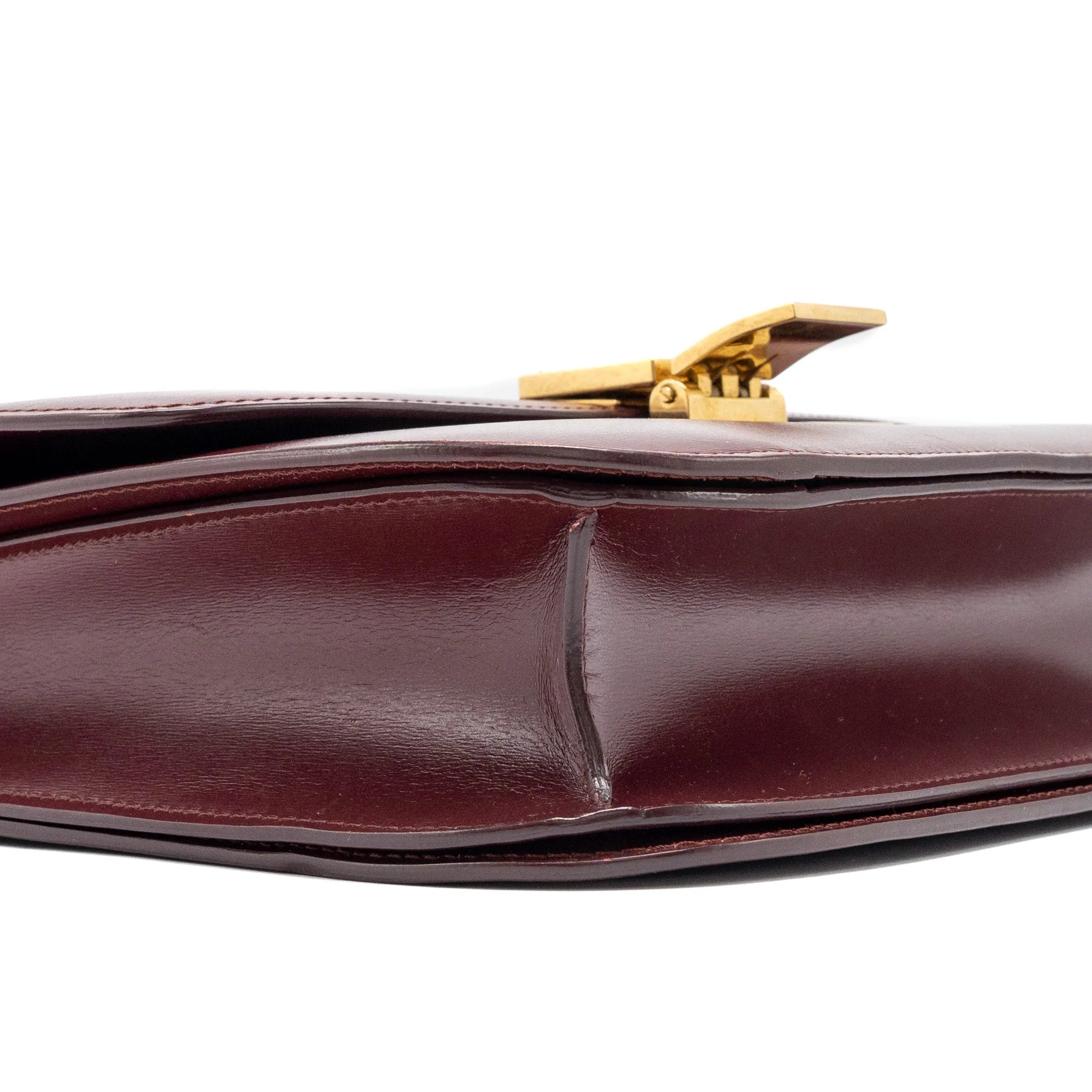 Celine Medium Classic Box Bag Calfskin Dark Red