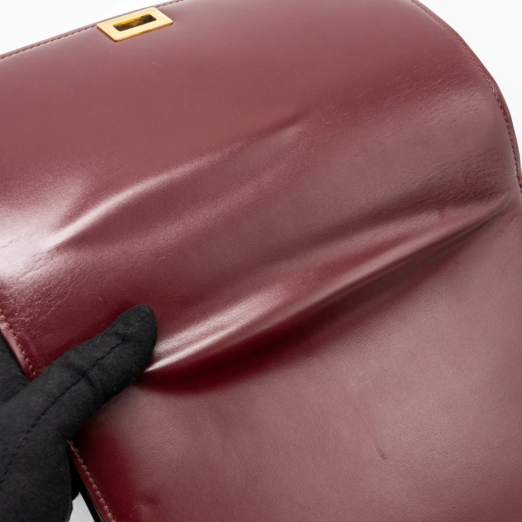 Celine Medium Classic Box Bag Calfskin Dark Red