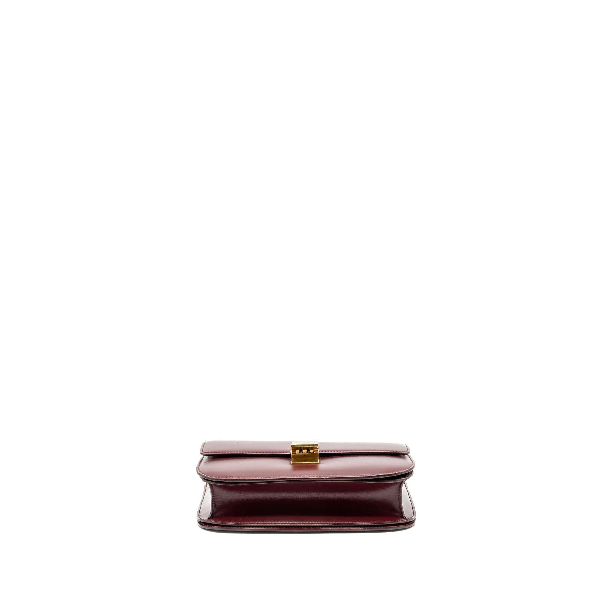 Celine Medium Classic Box Bag Calfskin Dark Red