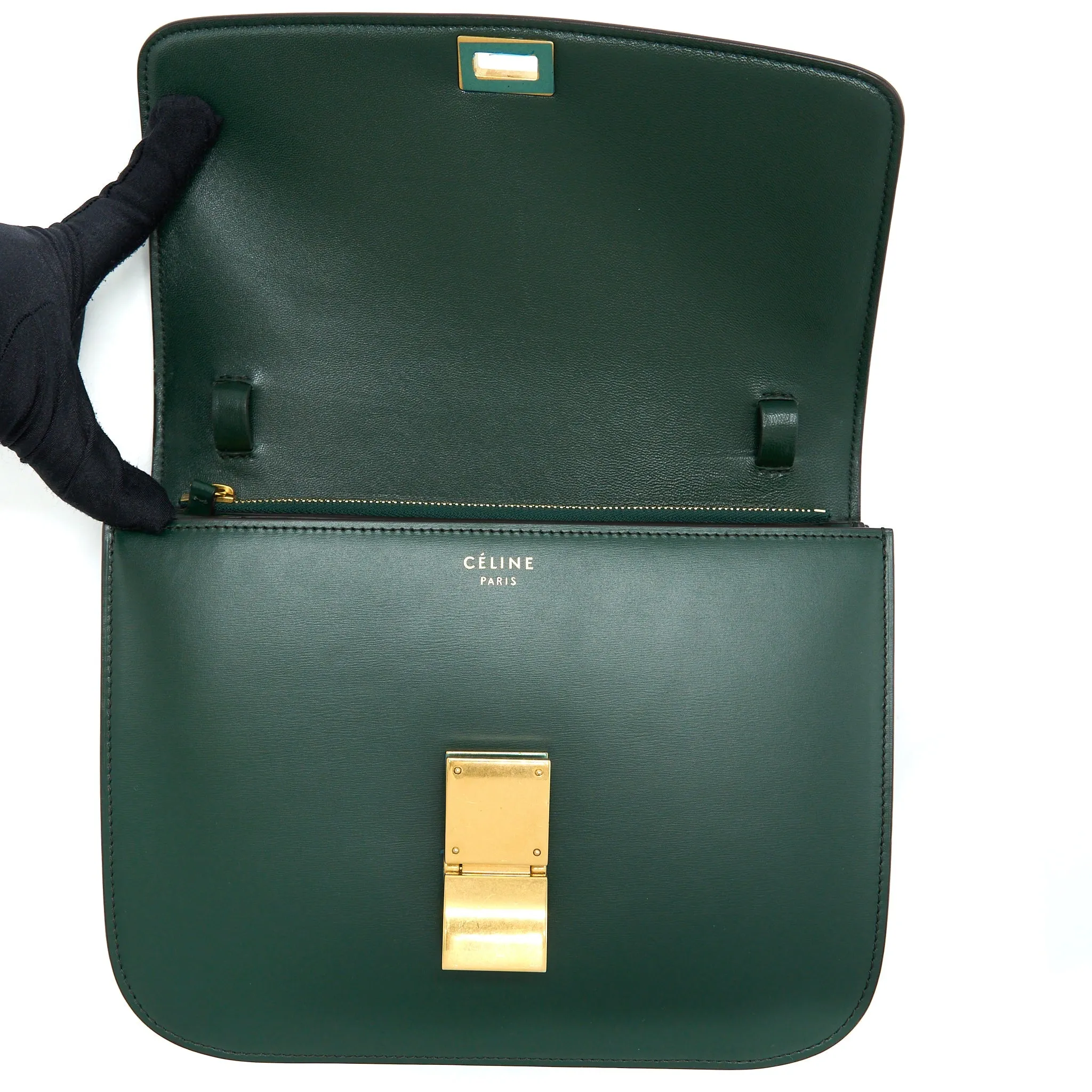 Celine Medium Classic Box Bag Calfskin Green