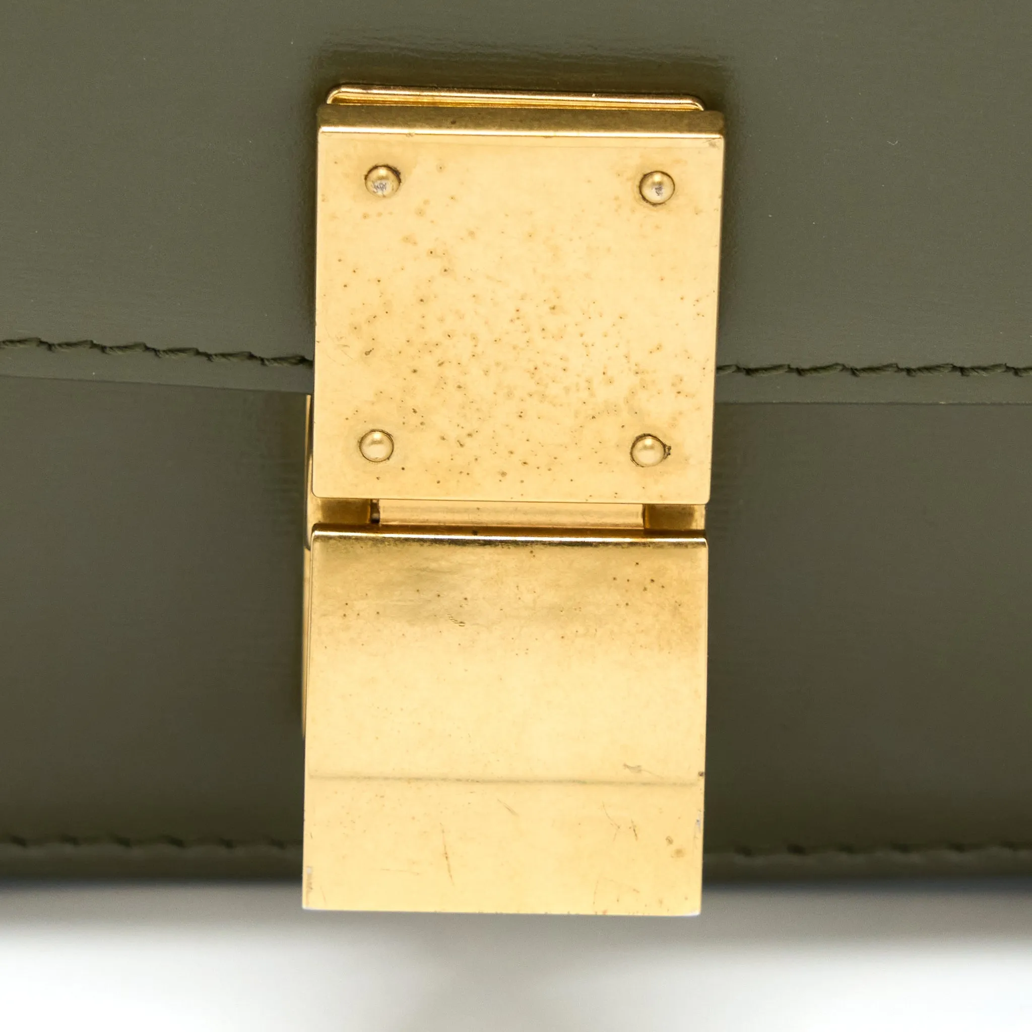 Celine Small Classic Bag Box Calfskin Army Green