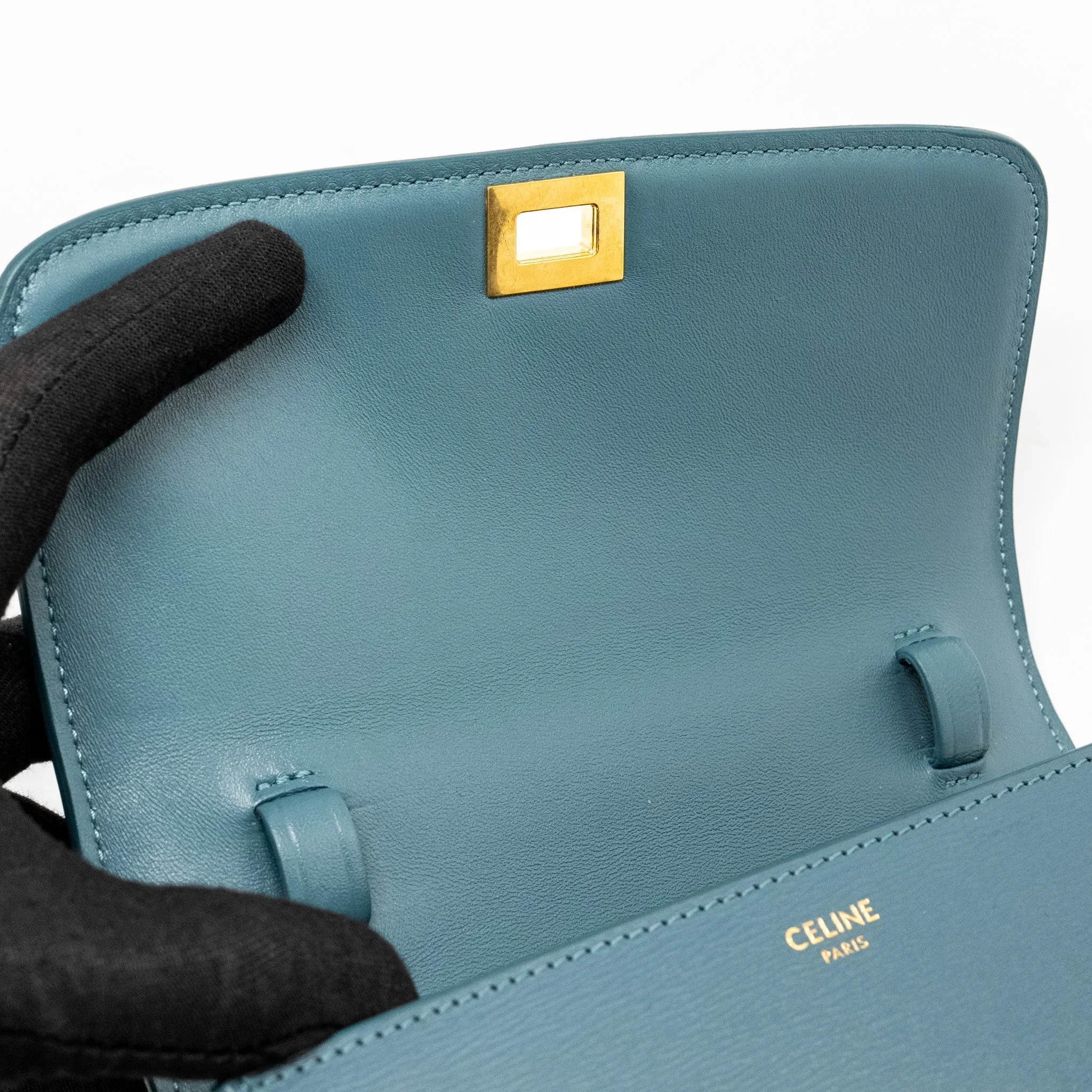 Celine Teen Classic Box Bag Calfskin Green Smoke