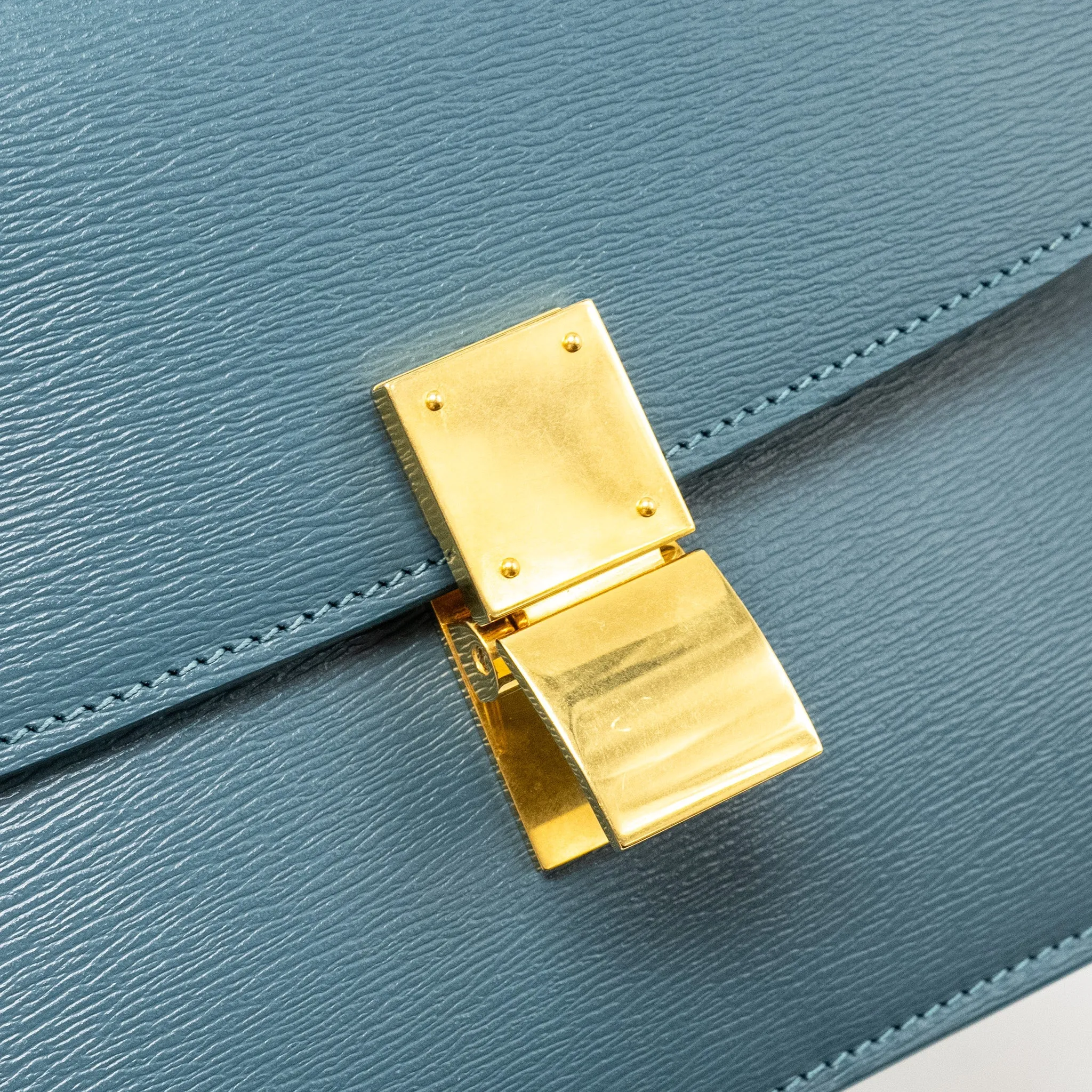 Celine Teen Classic Box Bag Calfskin Green Smoke