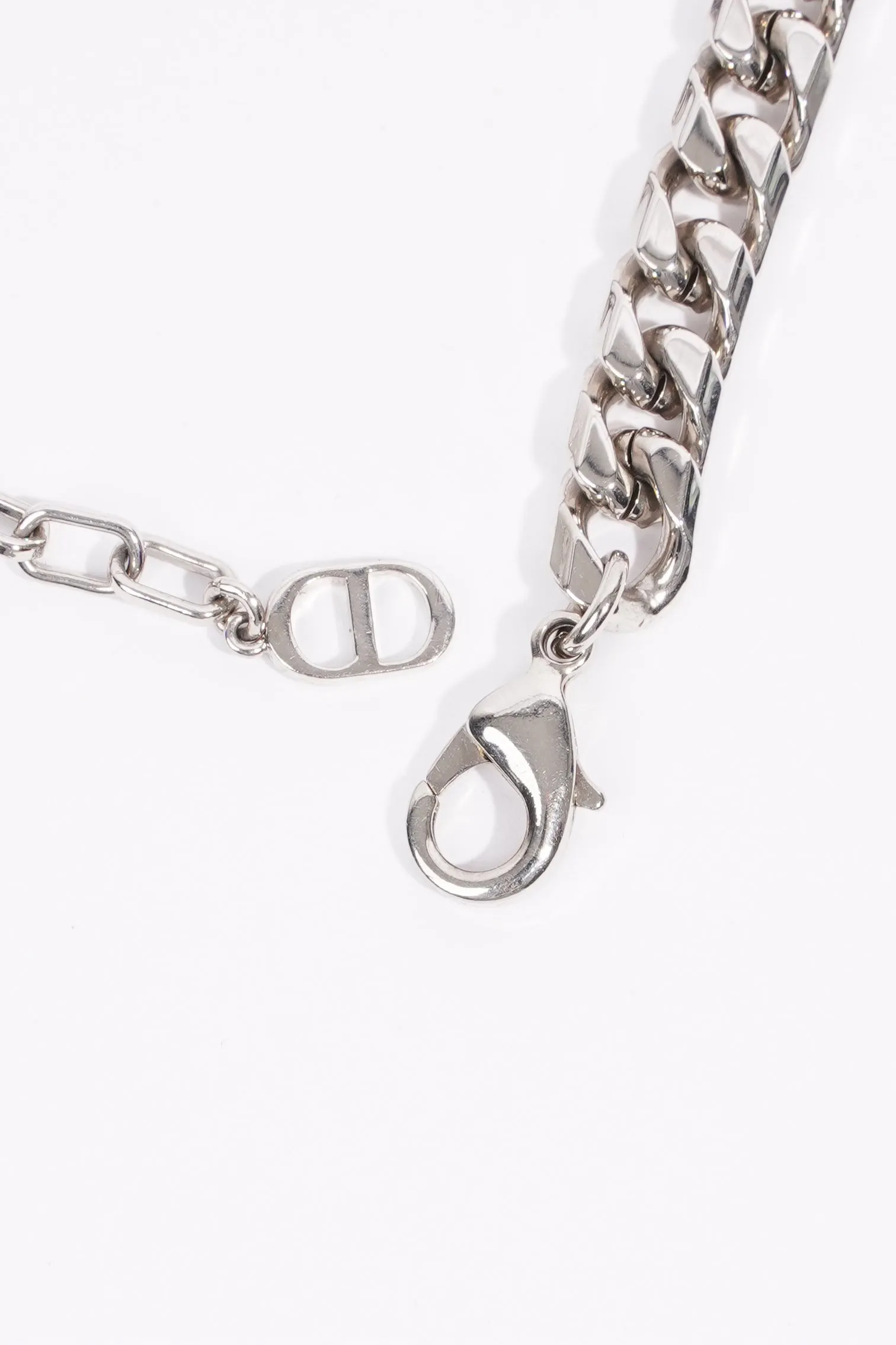 Christian Dior CD Iconic Thin Chain Link Bracelet Silver Base Metal