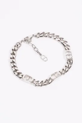 Christian Dior CD Iconic Thin Chain Link Bracelet Silver Base Metal