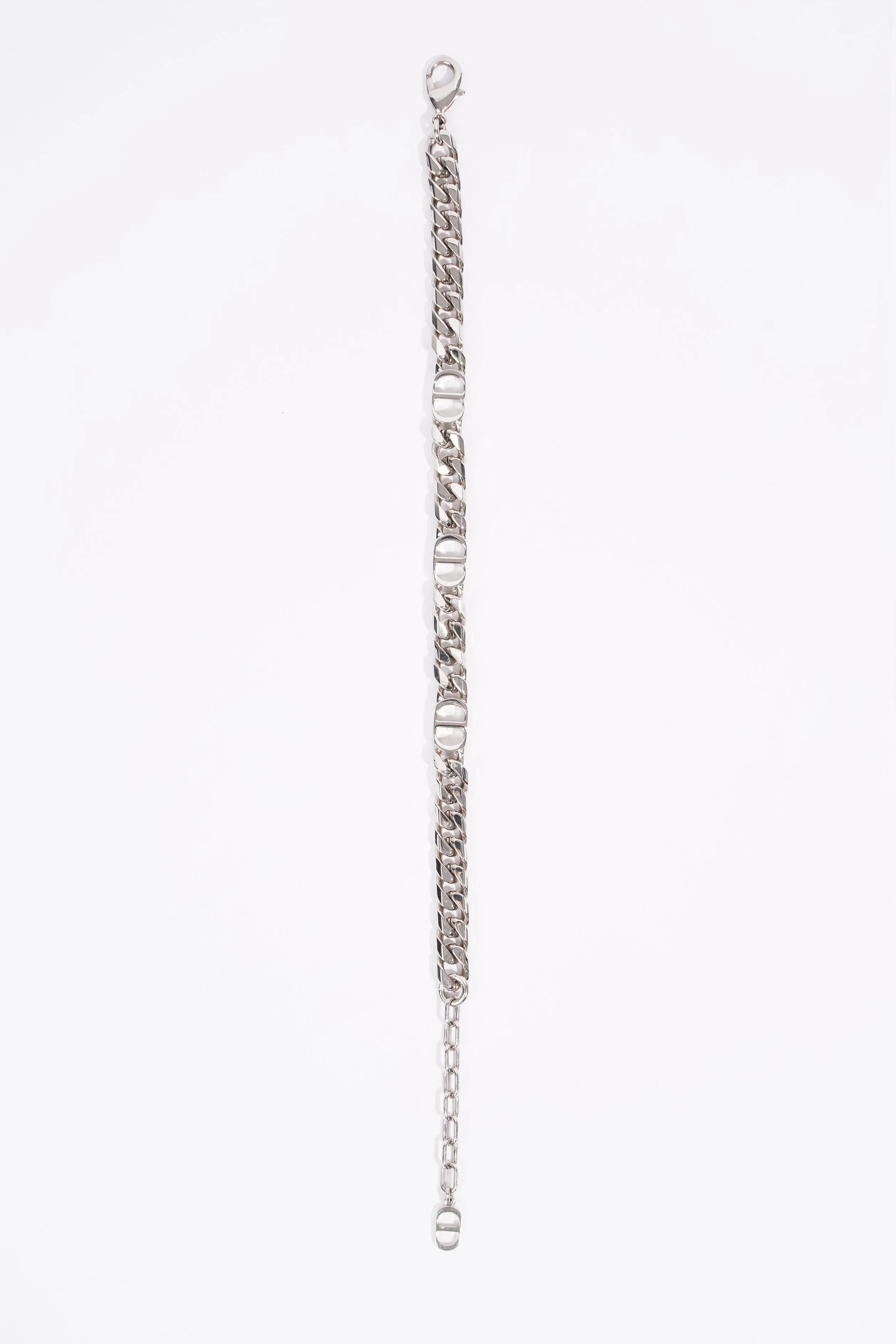Christian Dior CD Iconic Thin Chain Link Bracelet Silver Base Metal