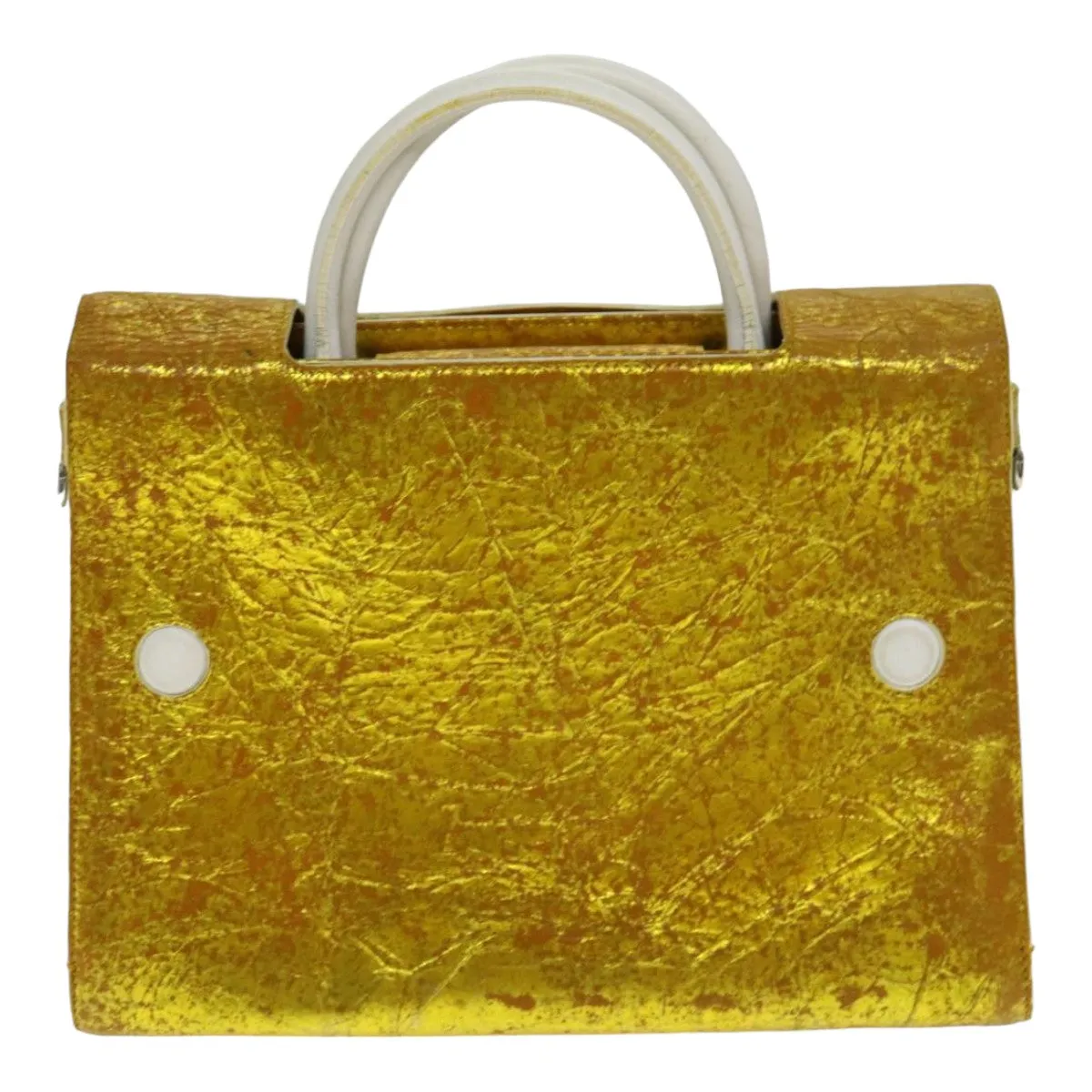 CHRISTIAN DIOR Hand Bag Leather 2way Gold Auth 79134
